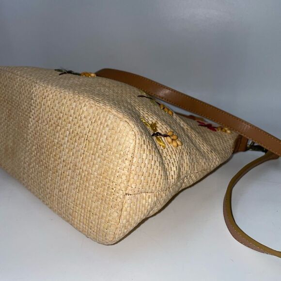 Fossil Straw Leather Trim Handbag - Picture 6 of 10
